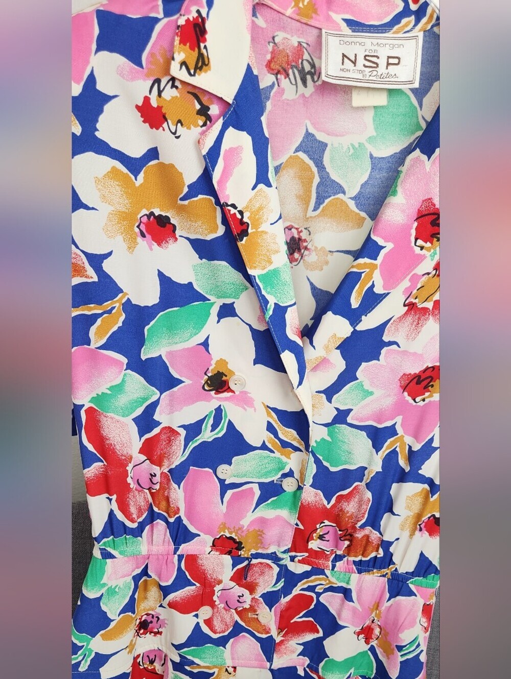 Vintage USA Union Made Donna Morgan Floral Dress. 7/8 - Picture 2 of 10